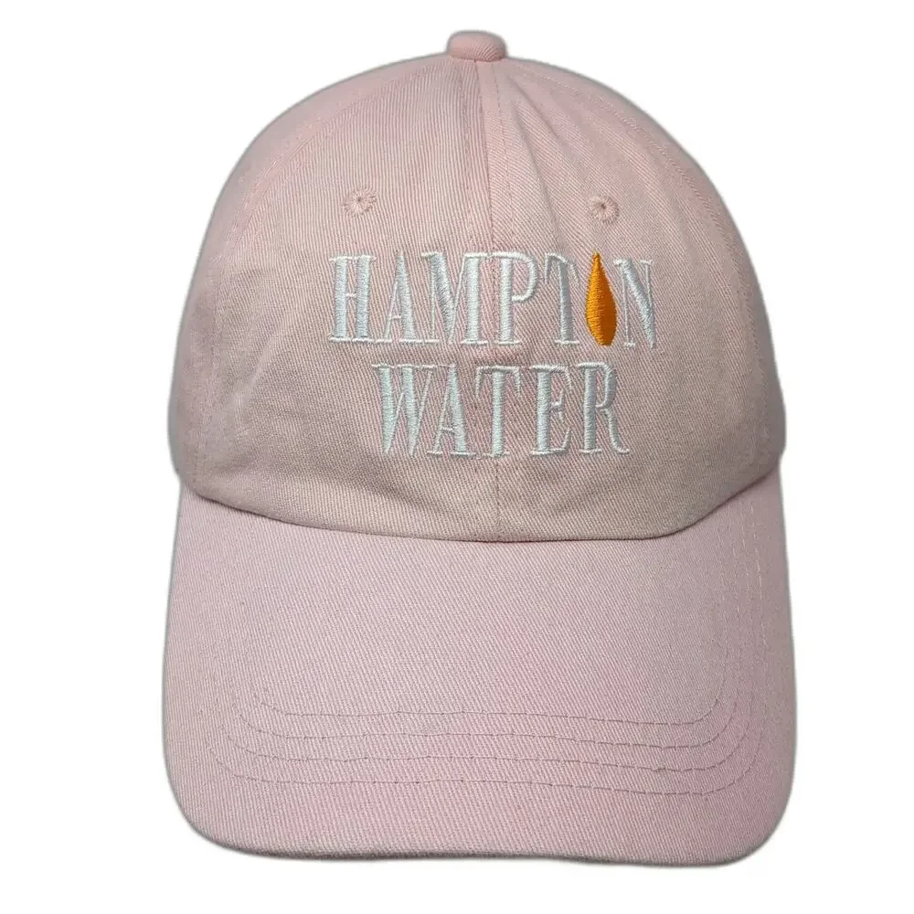 Hampton Water Rosé Wine Baseball Cap Pink One Size Adjustable Slideback Hat